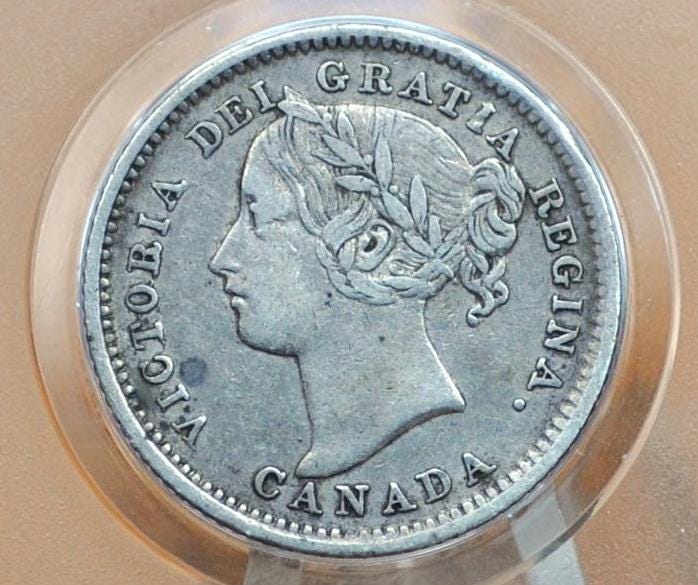 1899 Canadian Silver 10 Cent Coin - XF (Extremely Fine) Grade - Queen Victoria Canada Ten Cent Sterling Silver 1899 Small 99