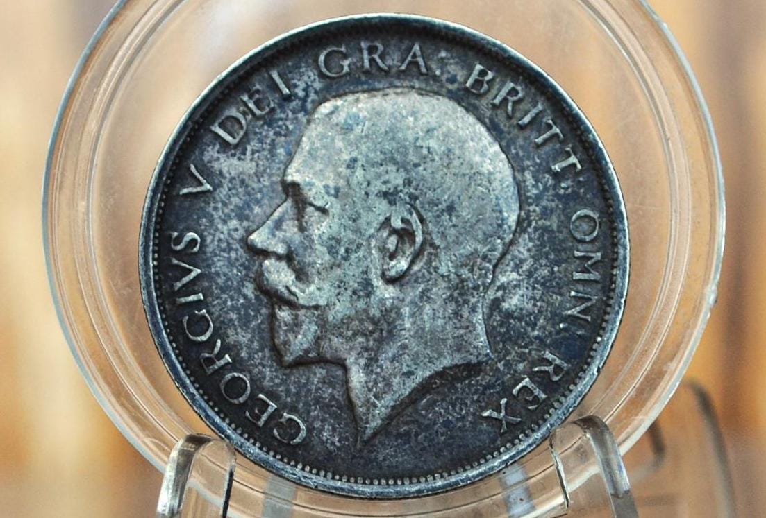 1919 Great Britain Half Crown - XF Grade / Condition, Toned - Great Coin - 1919 Silver 1/2 Crown 1919 United Kingdom HalfCrown