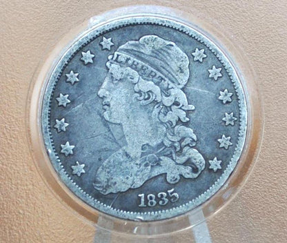 1835 Capped Bust Quarter- FIne+ ; Great coin, some scratches - 1835 US Quarter 1835 - Early American Coin; Rare Coin Type, Few ever Made