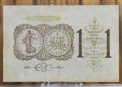 1920 France Paris Chamber of Commerce 1 Franc Note - Emergency Issued Note - 1920 Paris Chamber of Commerce Un Franc Emergency Currency