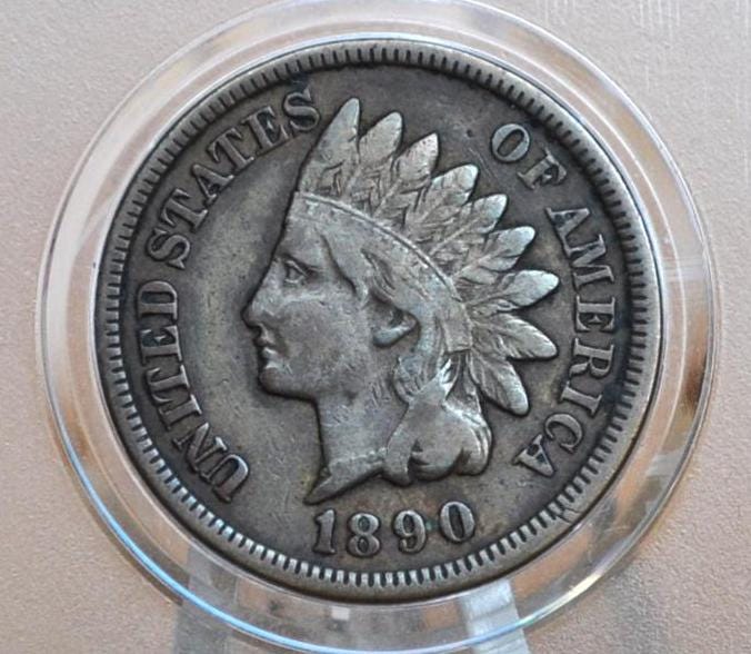 1890 Indian Head Penny - Good Date - Choose by Grade / Condition - Indian Head Cent 1890