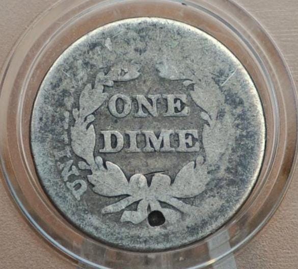 1858 Seated Dime - AG (About Good) - 1858 Seated Liberty Dime - Early American Coin - 1858 Silver Dime Liberty Seated 1858, Better Date!