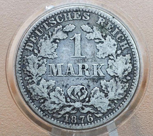 1876 German 1 Mark, A Mint Mark - VF/XF, Great Details - German Empire Silver One Mark 1876, Berlin Mint Silver Mark 1876, Great Coin