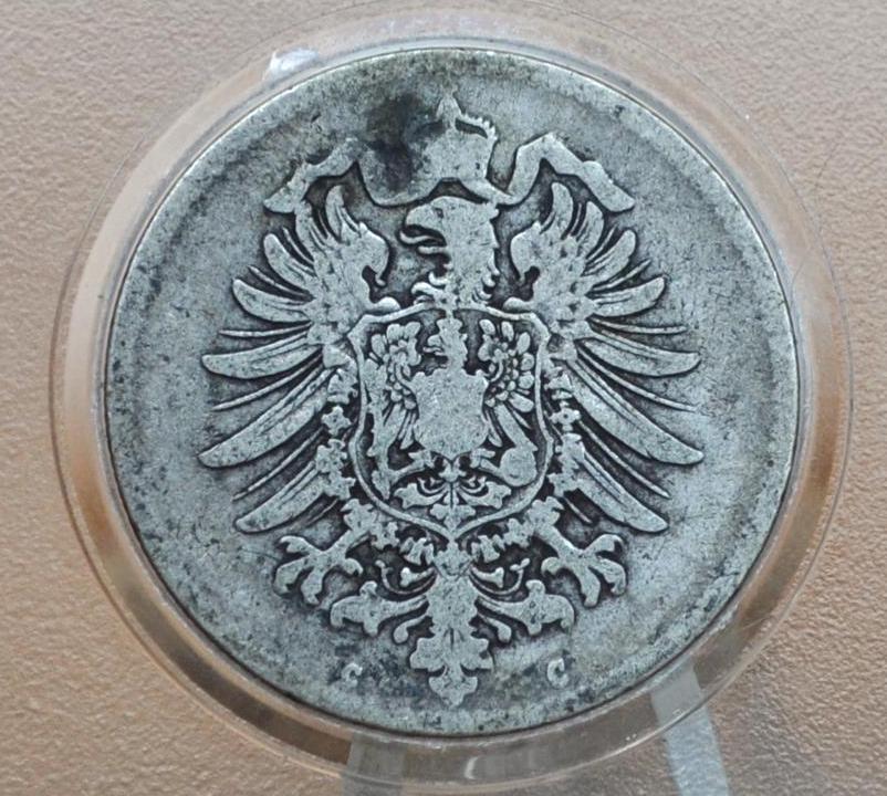 1875 German 1 Mark, C Mint Mark - VF/XF, Great Details - German Empire Silver One Mark 1875, Silver Mark 1875, Great Coin