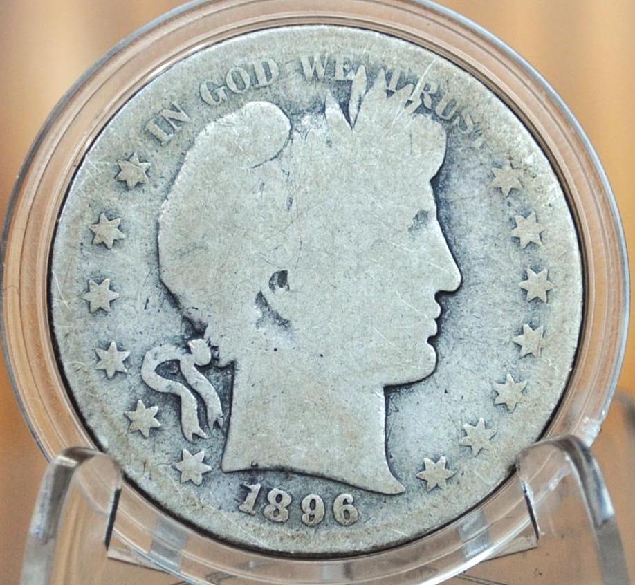 1896-S Barber Half Dollar - AG (About Good) - Philadelphia Mint - 1896S Barber Silver Half Dollar 1896 S, Semi-Key Date / Low Mintage Date!