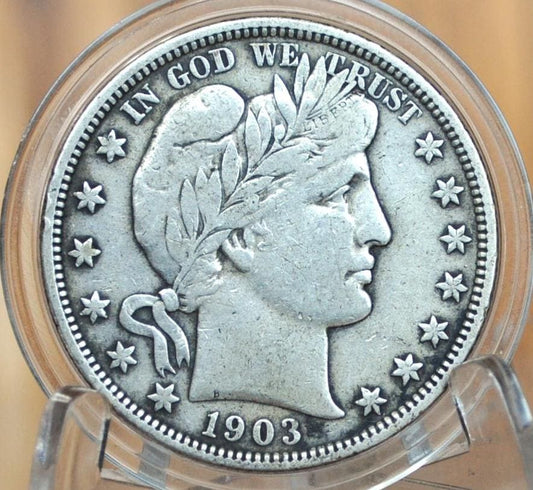 1903 Barber Silver Half Dollar - VF (Very Fine) Grade / Condition - 1903 P Silver Half Dollar 1903 Barber Half 1903P Half Dollar, Nice Coin