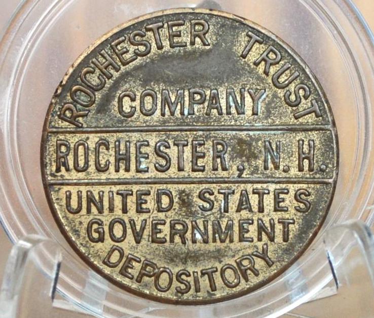 Rochester Trust Company Bank Deposit Token 50 Cents, Rochester New Hampshire - Vintage Savings Deposit Token