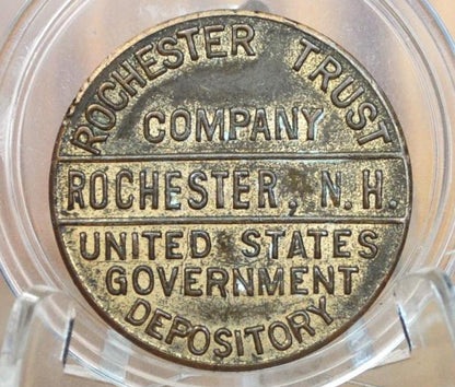 Rochester Trust Company Bank Deposit Token 50 Cents, Rochester New Hampshire - Vintage Savings Deposit Token