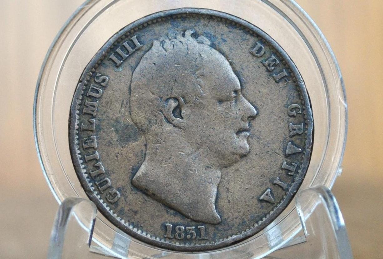 1831 UK Half Penny Great Britain 1831 - VG+ Grade / Condition - King William IV - British 1/2 Penny From 1831, Scarce Coin