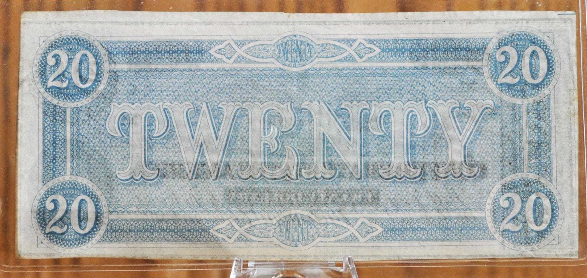 1864 Confederate States of America 20 Dollar Bill - Civil War Issue Banknote - Confederate Twenty Dollar Bill - T-67 / CS-67