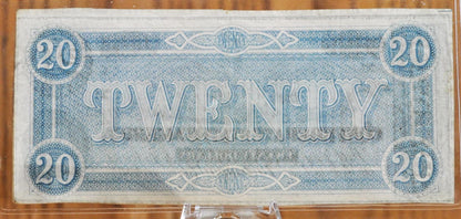 1864 Confederate States of America 20 Dollar Bill - Civil War Issue Banknote - Confederate Twenty Dollar Bill - T-67 / CS-67