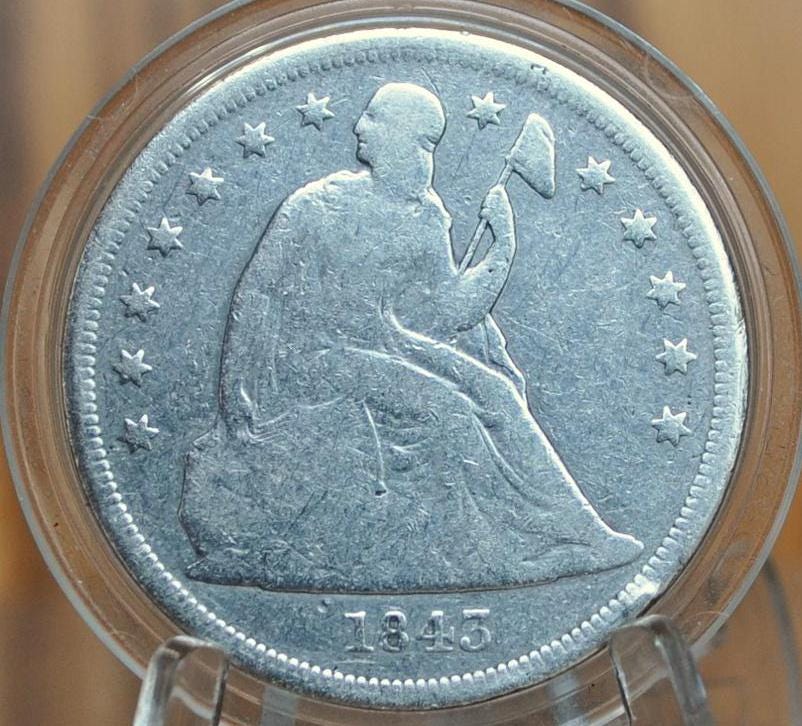 1843 Seated Liberty Dollar - VG, Nice Coin - 1843 Liberty Seated Silver Dollar - Authentic - Scarce Coin Type, Rare, 1843 Dollar 1843