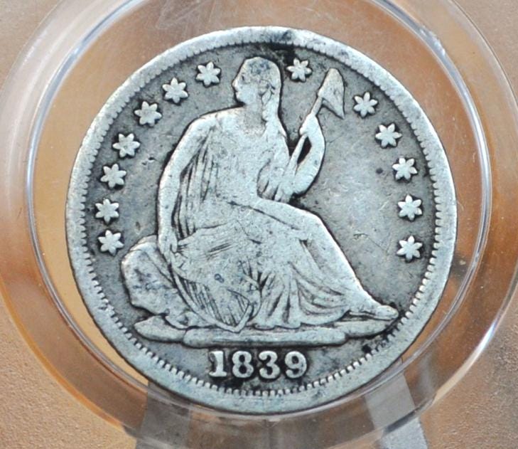 1839 Half Dime - VG (Very Good); Great Coin, 1839 Seated Liberty Half Dime - Early American Coin - 1839 Silver Half Dime Liberty Seated