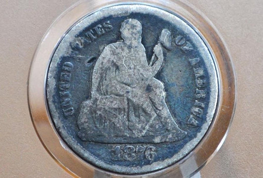 1876 Seated Liberty Dime - AG/G (About Good to Good) - 1876 Silver Dime / 1876 Liberty Seated Dime