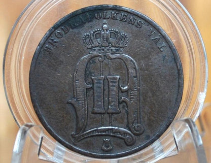Rarer 1884 Swedish 5 Ore Coin - Great Condition - 1884 Sweden Five Ore, Great for Birthdays, Jewelry, Collections