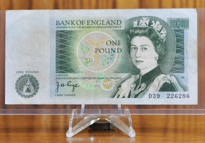 1978-80 Bank of England 1 Pound Note- J. B. Page Signature- Queen Elizabeth II Type- Newton Issue- 1978 One Pound English Banknote- P#377a