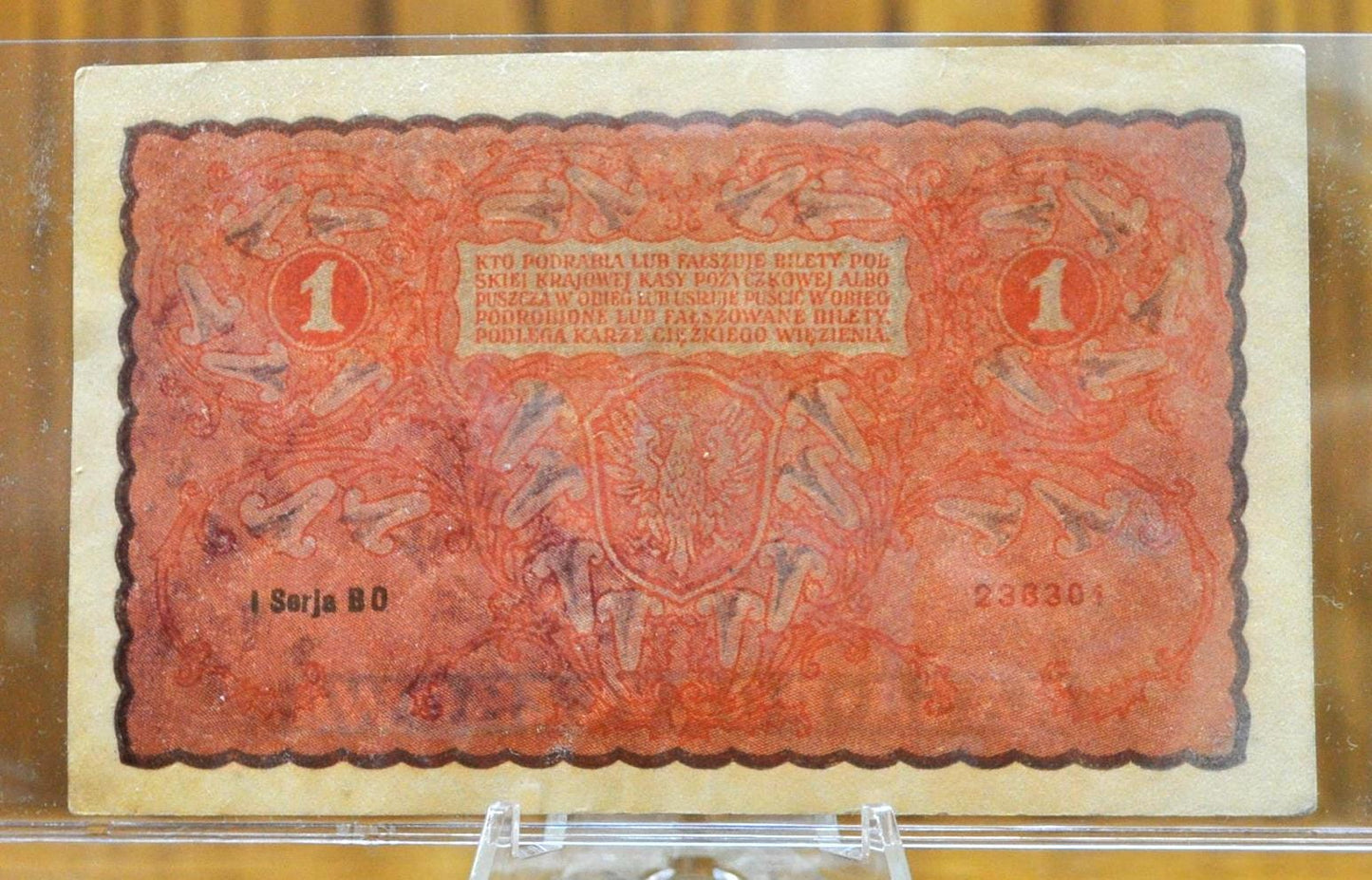 1919 Polish State Loan Bank 1 Marka Paper Note - Jadwiga Issue - Extremely Fine Grade/Condition - 1919 Poland One Marka Banknote - P#23