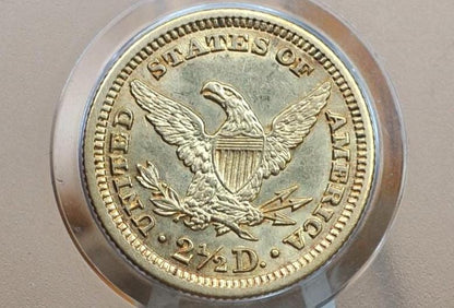 1904 Quarter Eagle Gold - MS63, Choice Uncirculated, Two and a Half Dollar Gold 1904 Liberty Head Gold, Beautiful Luster, Historic Coin Type