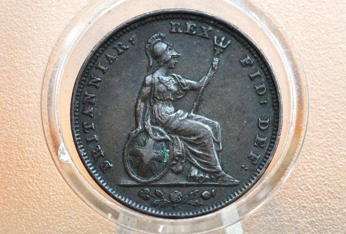 1828 UK Farthing - AU, Striking Detail, Great Uniform Color - UK Farthing 1828 British Farthing 1828 - Great Coin