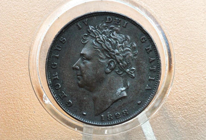 1828 UK Farthing - AU, Striking Detail, Great Uniform Color - UK Farthing 1828 British Farthing 1828 - Great Coin