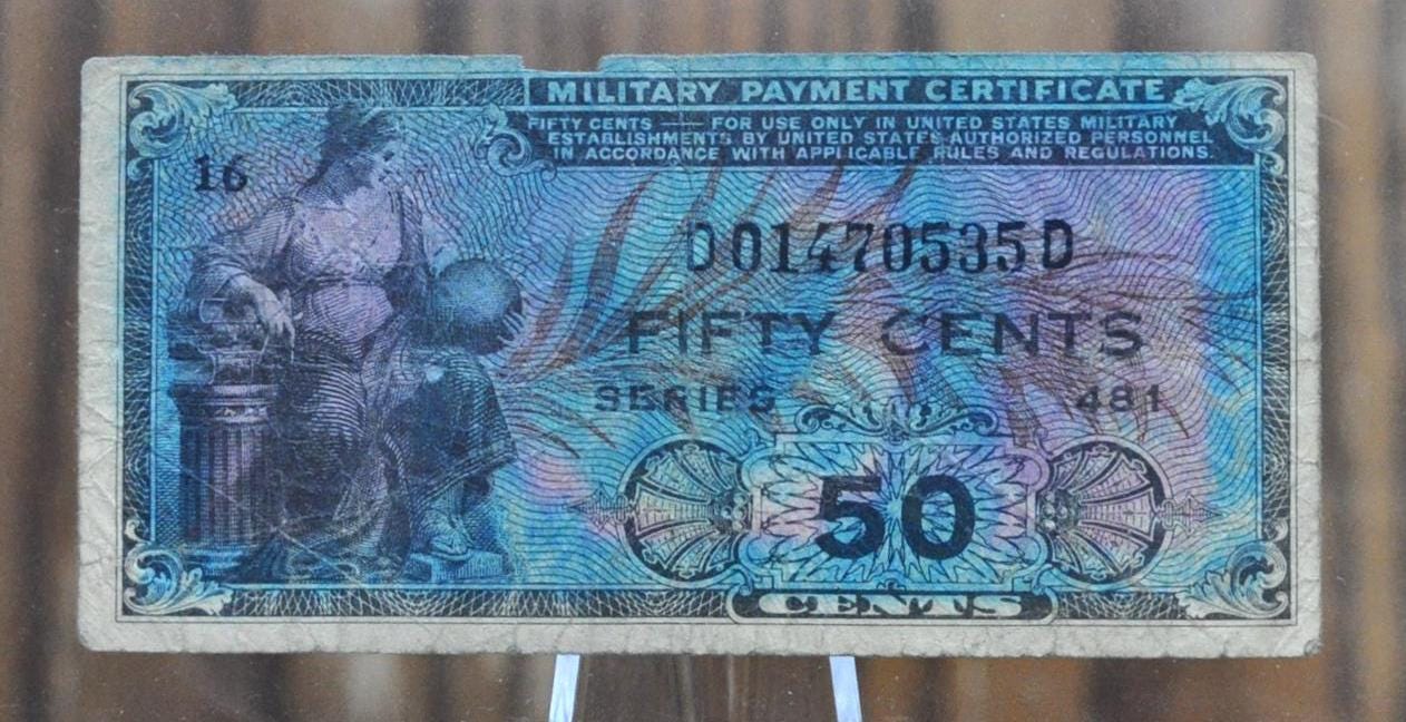 1951 U.S. Military 50 Cent Payment Certificate - Series 481 - 1951 United States Military Fifty Cent Fractional Payment Certificate - P#M25a