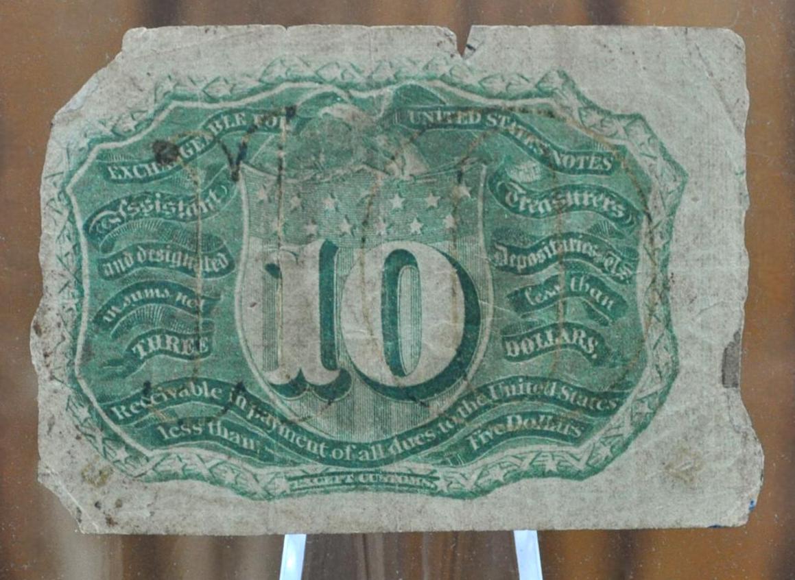 1863 2nd Issue 10 Cent Fractional Note - Good (G) Condition - "18-63" Surcharges on reverse - Second Issue Fractional Note Ten Cent- Fr.1245