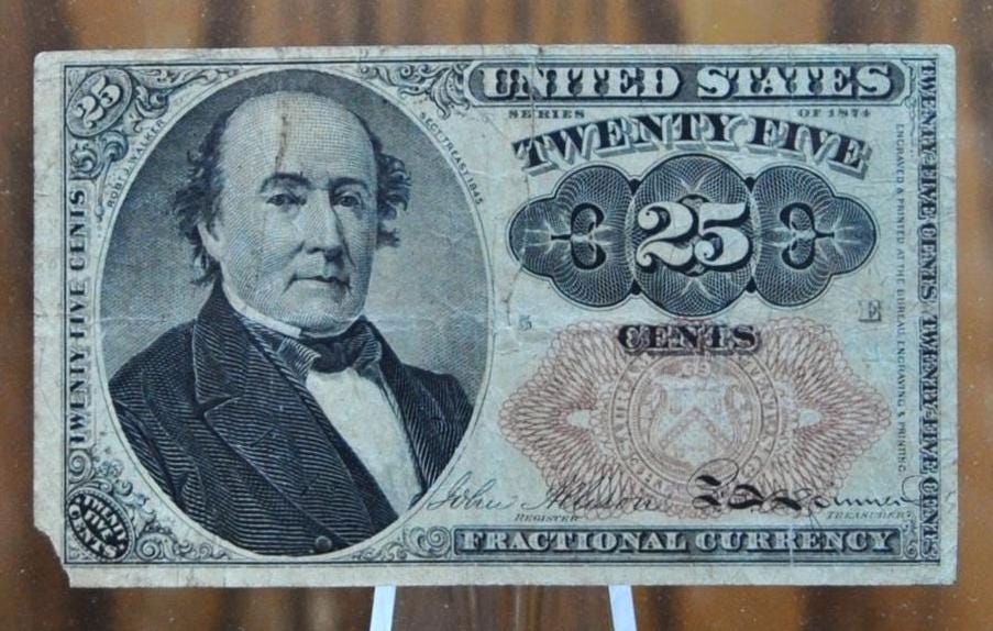 1874 25 Cent Fractional Currency / 1874 Fractional Currency - Fifth Issue Fractional Currency - Choose Grade / Condition - Fr#1308-1309