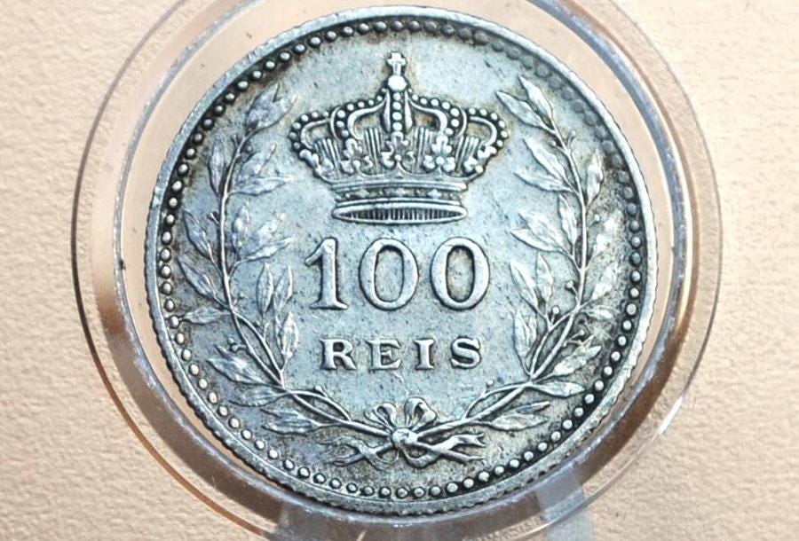 1910 Portuguese Silver 100 Reis Portugal - Uncirculated - Republica Portugesa One Hundred Reis 1910 - Old Portuguese Coin