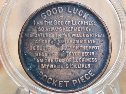 Billiken Token - The God of Things as They Ought to Be - Vintage Good Luck Token - Good Luck Pocket Piece Billiken