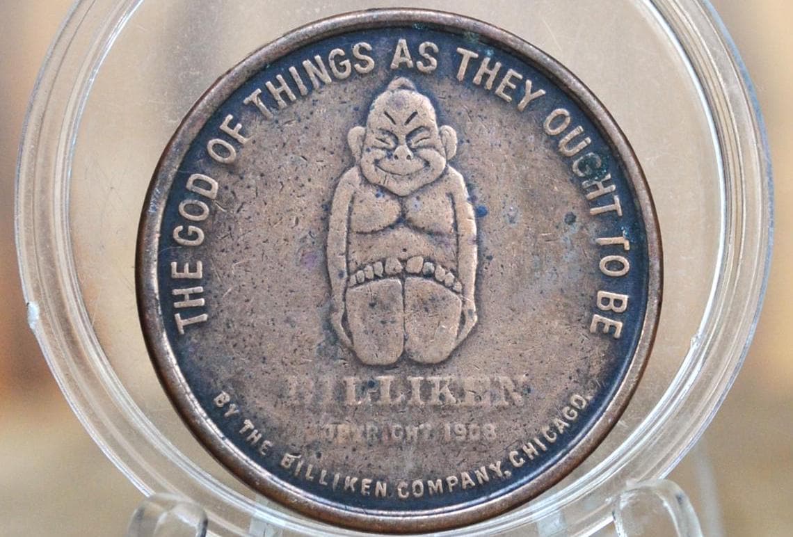 Billiken Token - The God of Things as They Ought to Be - Vintage Good Luck Token - Good Luck Pocket Piece Billiken