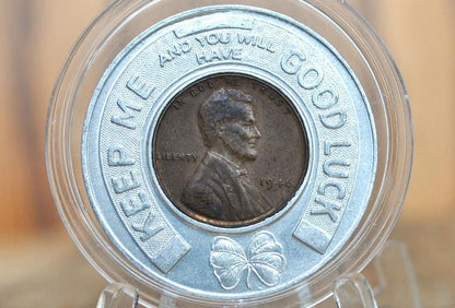 Kennedy's Good Luck Token - Good Clothes for Good Boys - Vintage Good Luck Token - Good Luck Pocket Piece 1946 Encased Wheat Penny