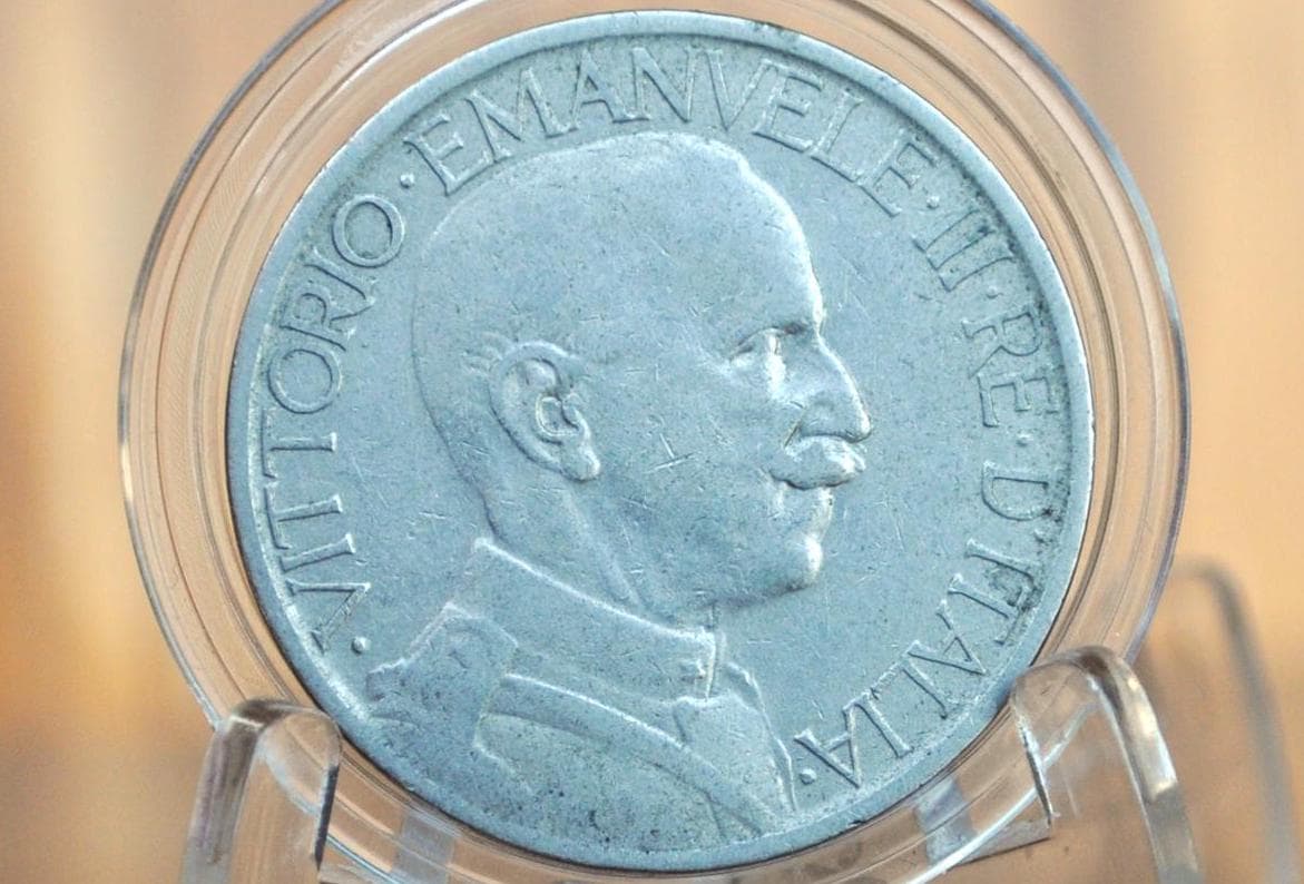 1924 Italian 2 Lire Coin - Great Condition - Victor Emmanuel III - Italy Two Lire Coin 1924 - Kingdom of Italy