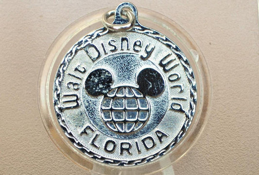 Vintage Sterling Silver Walt Disney World Florida Circle Charm, Stamped "Disney Prods" & "Sterling" - Collectible Vintage Disney Charm!