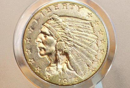 1915 2.5 Dollar Gold Coin - Choice AU, Lustrous Coin - 1915 Quarter Eagle Gold 1915 Indian Head Gold, Affordable Price, Historic Coin