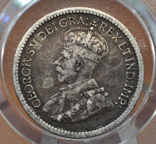 1913 Canadian Silver 5 Cent Coin - VF (Very Fine) - King George - Canada 5 Cent Sterling Silver 1912 Canada