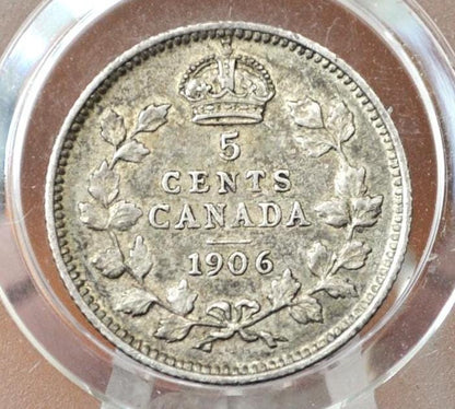 1906 Canadian Silver 5 Cent Coin - VF (Very Fine) Condition - King George - Canada 5 Cent Sterling Silver 1906 H Canada - Lower Mintage