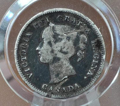 1901 Canadian Silver 5 Cent Coin - XF (Extremely Fine) - Queen Victoria - Canada 5 Cent Sterling Silver 1901 Canada - Lower Mintage