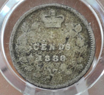 1888 Canadian Silver 5 Cent Coin - XF (Extremely Fine) Grade, Low Mintage Date - Queen Victoria Canada 5 Cent Sterling Silver 1888