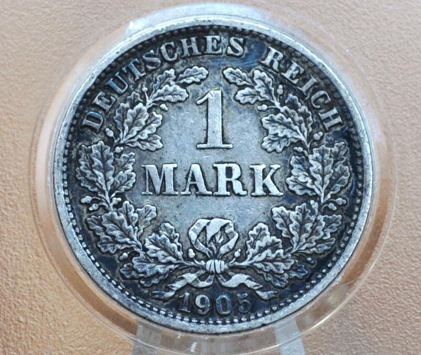 1905 German 1 Mark, D Mint Mark - XF+, Great Detail - German Empire Silver One Mark 1905, Silver Mark Coin - Awesome Coin