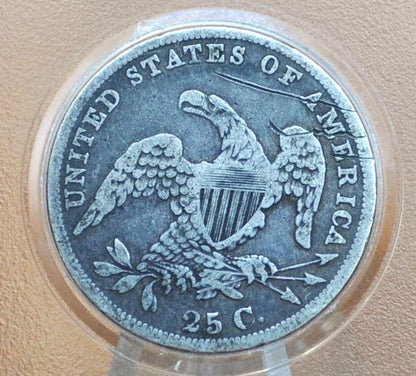 1835 Capped Bust Quarter- FIne+ ; Great coin, some scratches - 1835 US Quarter 1835 - Early American Coin; Rare Coin Type, Few ever Made