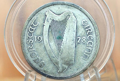 1928 Irish Silver Half Crown - XF Grade / Condition - Great Coin - 1963 1/2 Crown Ireland Silver HalfCrown 1928, Authentic