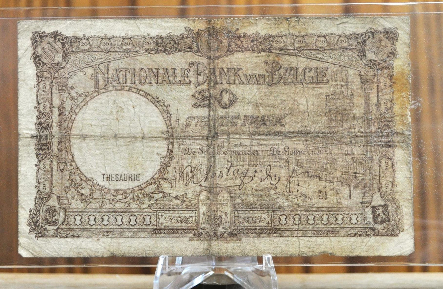 1940 National Bank of Belgium 20 Francs Note - WWII Era Note - 1940 Banque Nationale de Belgique Twenty Francs Note - P#111