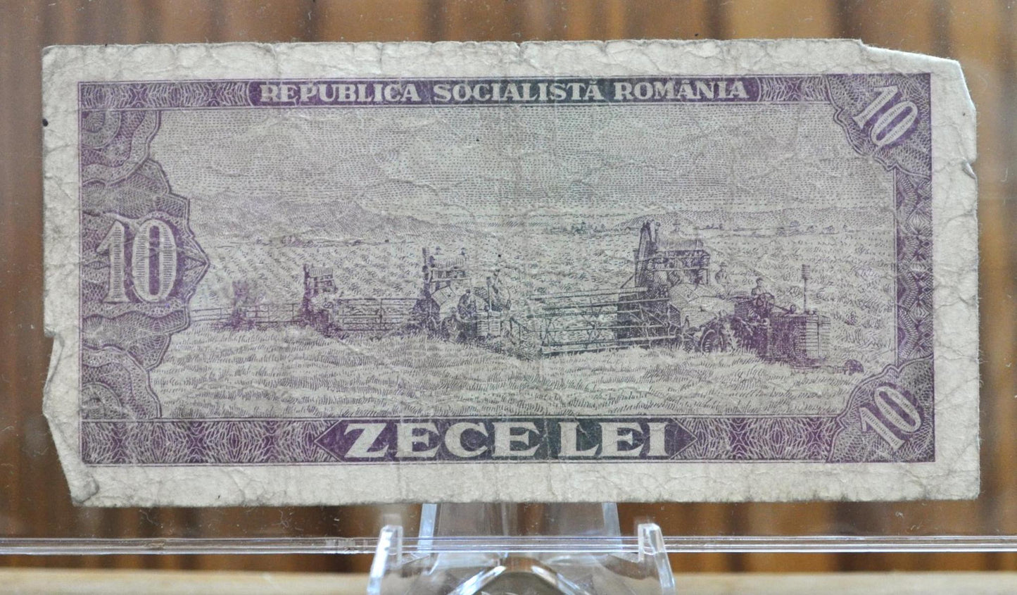 1966 Socialist Republic of Romania 10 Lei Note - Choice of Grade/Condition - Wide Serial Number Type - 1966 Romania Ten Lei Banknote - P#94