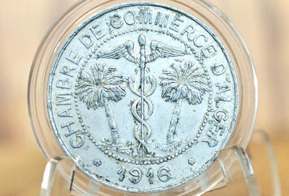 1916 Algeria 10 Centimes - Very Rare Coin - Aluminum, Chambre De Commerce D'Alger 1916 10 C - AU - 1916 Without J. Bory