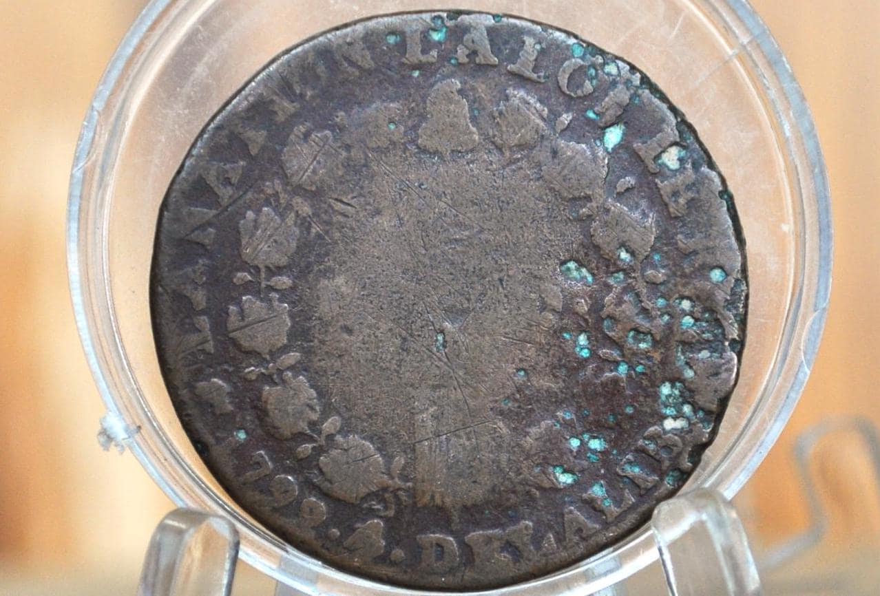 1792 12 Deniers France - Louis XVI - 1792-D (Dijon), Rarer Mint Mark - Great Detail on the Obverse - 1792 1 Sol France