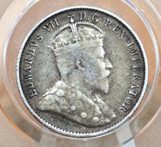 1903 Canadian Silver 5 Cent Coin - F (Fine) Condition - King George - Canada 5 Cent Sterling Silver 1903 H Canada - Lower Mintage