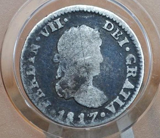 1817 Spanish 1/2 Real - Great Detail - Spanish Silver Colonial Era Coin - Ferdinand VII - 1817 One Half Real Silver Mexico