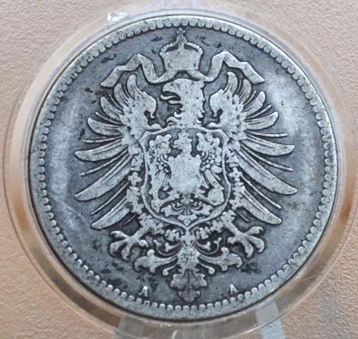 1876 German 1 Mark, A Mint Mark - VF/XF, Great Details - German Empire Silver One Mark 1876, Berlin Mint Silver Mark 1876, Great Coin