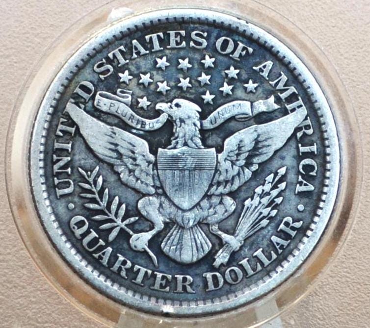 1899 Barber Silver Quarter - VF (Fine) Grade / Condition - Philadelphia Mint - 1899P Barber - Quarter 1899 P