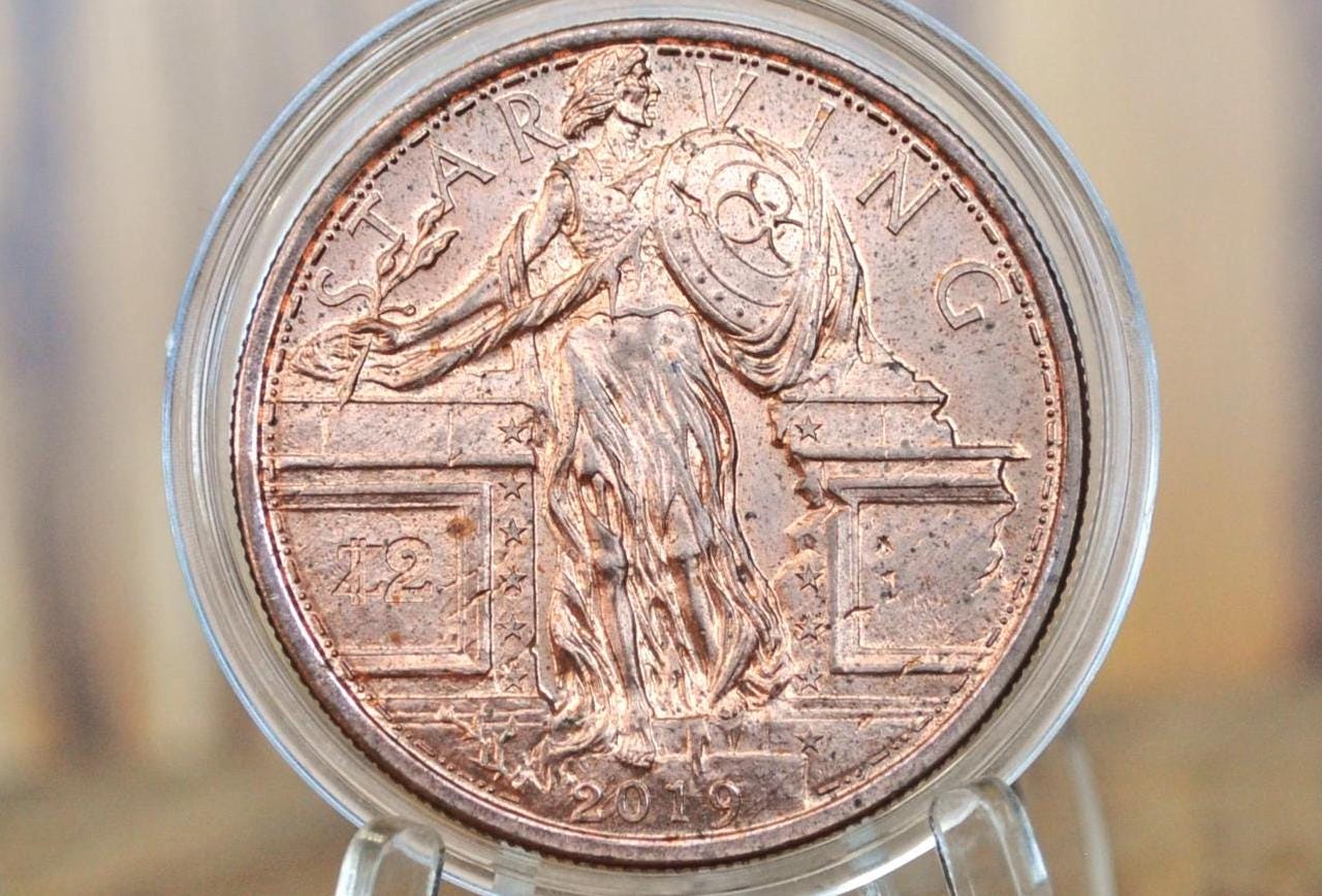 Currency of the Apocalypse - Starving, Zombucks Copper Round - 1 oz .999 Copper - Standing Liberty Starving Design